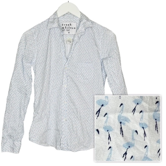 Frank Eileen Barry Signature Crinkle Shirt Flamingo Print Size XS - Picture 1 of 12